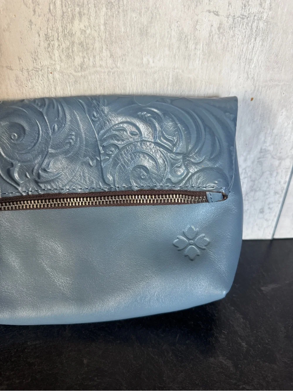 Patricia Nash | Dusty Blue Embossed Tooled Leather Wristlet